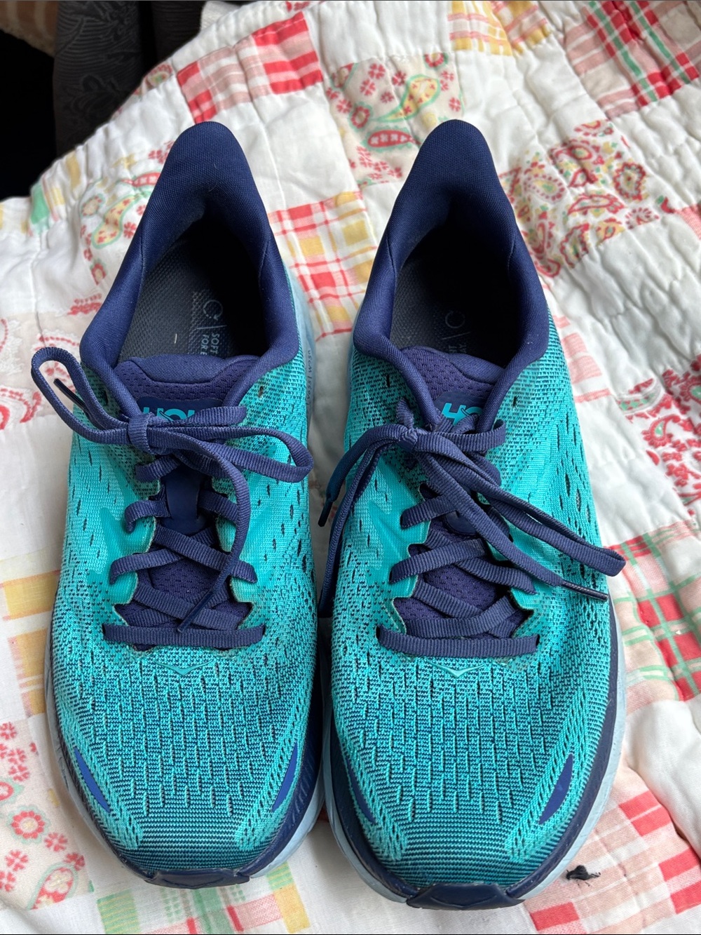 Hoka Teal and Navy Women's Athletic Running Shoes Clifton 8